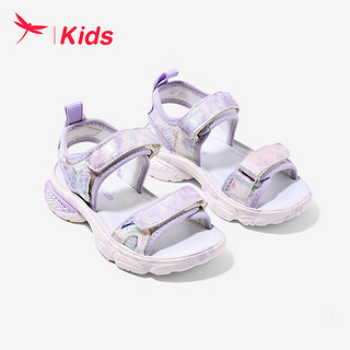 红蜻蜓儿童24夏季童鞋女童时尚休闲中大童沙滩凉鞋 紫色 36码 36（内长22.8脚长22.2）