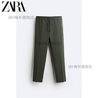 ZARA24春季 男装 绿色舒适修身直筒休闲裤长裤 7484444 502 绿色 (175/76A)