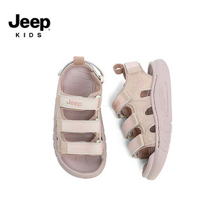 Jeep吉普男童运动凉鞋夏款童鞋2024女童夏季中大童防滑儿童沙滩鞋 樱花粉 26码 鞋内约长17.3cm