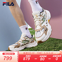 FILA 斐乐男鞋FERN摩登运动鞋2024夏蕨草鞋休闲鞋老爹鞋 雪白/自然棕-SN 41