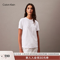 Calvin Klein Jeans【简白夏日系列】24春夏女士休闲ck刺绣纯棉短袖T恤40WK946 YAA-月光白 S
