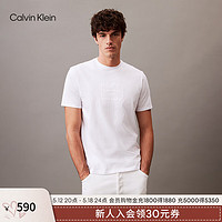 Calvin Klein Jeans【简白夏日系列】24春夏男士ck纯棉方框印花短袖T恤40BM858 YAA-月光白 M