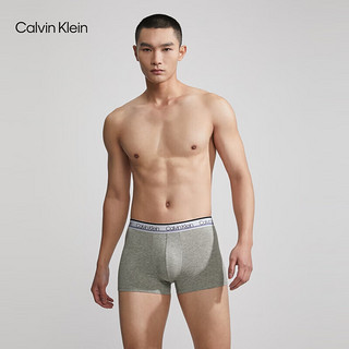 Calvin Klein内衣【520】男士三条提花腰边ck棉质防夹臀平角内裤男NP2312O 9NP-太空黑/椰青灰/深空蓝 XL