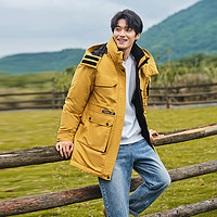 TANBOER 坦博尔 男士羽绒服工装中长款韩版大口袋保暖加厚时尚休闲外套冬