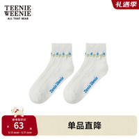 TEENIE WEENIE 小熊2024年夏季花朵提花短袜衫女感多巴胺女袜 象牙白 FRE