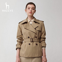 哈吉斯（HAZZYS）女装 春秋季女士风衣短款质感简约显瘦收腰风衣ASWSH03AH10