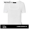 MO&Co.夏季U领修身打底短袖T恤MBB2TEE018纯欲辣妹上衣
