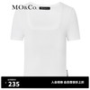 MO&Co.夏季U领修身打底短袖T恤MBB2TEE018纯欲辣妹上衣