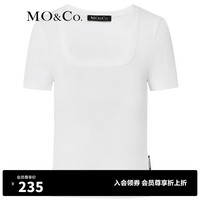 MO&Co.夏季U领修身打底短袖T恤MBB2TEE018纯欲辣妹上衣
