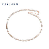 TSL 谢瑞麟 BC560 简约18K玫瑰金珍珠项链 43cm