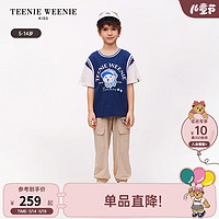 Teenie Weenie Kids小熊童装24春夏男童撞色运动休闲圆领T恤 藏青色 150cm