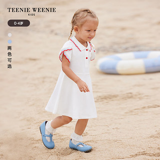 Teenie Weenie Kids小熊童装24夏季女宝宝撞色翻领休闲连衣裙 蓝色 80cm