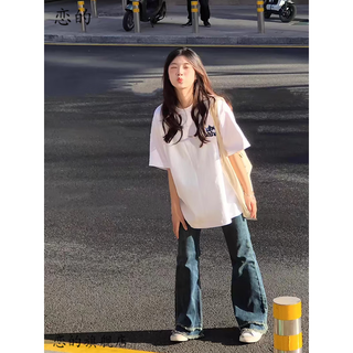 恋的 100%纯棉 白色 均码 女士T恤