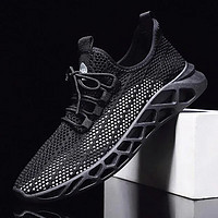 Tasidi-G新款飞织网布运动鞋男士韩版时尚休闲椰子鞋 2121黑色 42