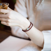 爵迦 小叶紫檀4m纤细佛珠手链和田玉小檀木手串新中式手串