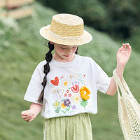 INMAN 茵曼 女童短袖T恤2024夏季新款童装可爱宽松上衣