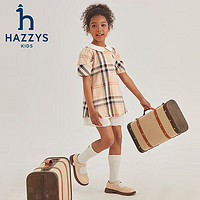 HAZZYS 哈吉斯 品牌童装女童夏新款短袖柔软舒适不易变形娃娃翻领女童短袖 格 155