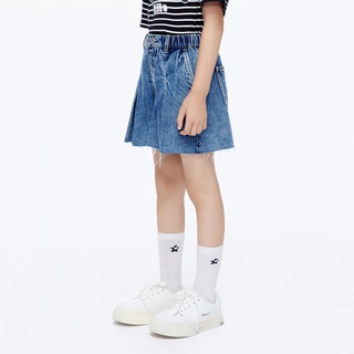 little MO&Co.little moco童装24夏装新款女童网球风A字牛仔裙裤短裤KBD2SOT043 牛仔蓝色 1