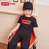 Levi's 李维斯 童装男童纯棉短袖T恤夏季儿童针织舒适休闲上衣 正黑色 160/76(L)