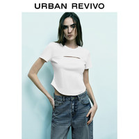 URBAN REVIVO 女士辣妹镂空修身圆领T恤 UWJ440038
