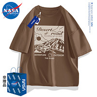 NASA ADIMEDAS短袖T恤男2024春季纯棉舒适宽松休闲美式潮牌青少年打底衫 咖啡（山路汽车） 5XL(190-210斤)