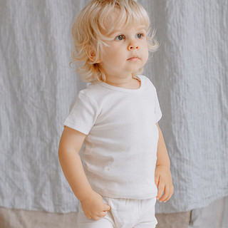 nest designs婴儿儿童T恤短袖包屁衣幼儿柔软纯棉透气新生儿薄款 白色（有机棉2件装） 100码（T恤款）
