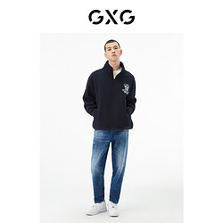 GXG 男装 商场同款深藏青半高领卫衣 22年秋季新品城市户外系列