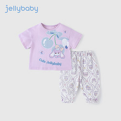 JELLYBABY 杰里贝比 女童夏装2022新款小童夏季运动宝宝短袖儿童夏款套装