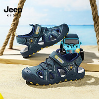 Jeep 吉普 儿童凉鞋新款夏季防滑透气运动鞋2024  牛仔蓝