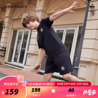 Converse匡威儿童套装T恤短袖短裤速干套装2024夏季中大童男女童运动2件套 正黑色 160/76
