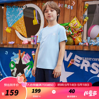 Converse匡威儿童套装T恤短袖短裤速干套装2024夏季中大童男女童运动2件套 天空蓝 160/80