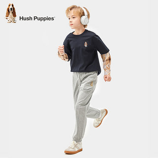 暇步士（Hush Puppies）童装儿童男童2024春夏季绵柔精梳棉汗布舒适透气时尚针织长裤 花灰 150cm