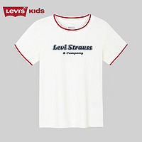 Levi's 李维斯 童装24夏季儿童简约撞色短袖T恤女童上衣 糖果白 120/60(6)