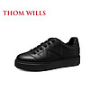 THOM WILLS 桑穆威世 ThomWills黑色板鞋男夏季新款商务休闲防滑透气真皮增高男士皮鞋