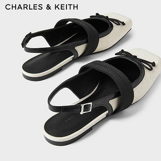 CHARLES&KEITH24夏蝴蝶结平底方头芭蕾鞋凉鞋女CK1-70920149 Beige米色 39