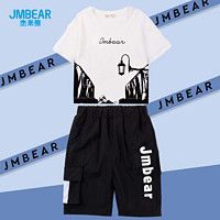 JMBEAR 杰米熊 男童夏装洋气套装2024新款中大童儿童装男孩短袖短裤两件套