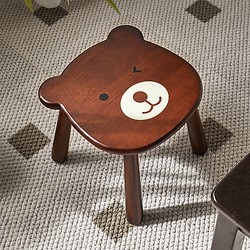 JIAYI 家逸 实木小凳子家用客厅圆板凳可爱卡通小熊创意儿童矮凳换鞋凳