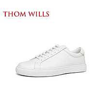 THOM WILLS 桑穆威世 ThomWills男款小白鞋真皮运动男士休闲皮鞋商务西装白色板鞋夏季