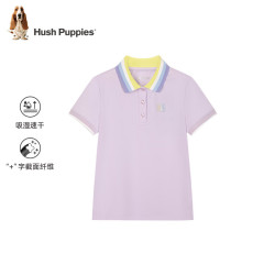 暇步士 童装儿童短袖2024夏装女童短袖POLO衫吸湿速干青春时尚百搭 冰晶蓝 120cm