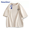 NASA GISS 官方潮牌t恤男夏季休闲日系纯棉时尚印花百搭男士短袖 米杏 XL