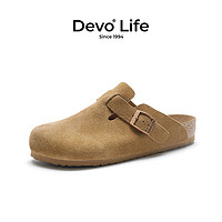 20日20点：Devo 的沃 Life的沃软木鞋拖鞋  反绒牛皮  情侣款包头鞋 3624