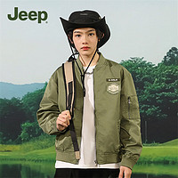 Jeep童装儿童夹克外套2024春季防风防寒保暖男童飞行员工装风潮流上衣 传奇绿 160cm