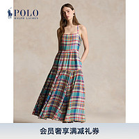 Polo Ralph Lauren 拉夫劳伦 女装 24年夏格纹亚麻迷笛连衣裙RL25506 999-多色 2