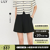 LILY2024夏新款女装气质通勤款百搭显瘦阔腿高腰A字休闲短裤