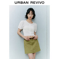 URBAN REVIVO 女士法式浪漫甜美纽扣泡泡袖针织衫 UWL940067