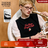 Teenie Weenie小熊2024年夏季新款拼接款针织提花少女感时尚女 黑色 1