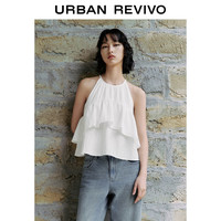 URBAN REVIVO 女士叠层荷叶边系带罩衫衬衫 UWL240035 本白 S
