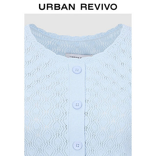 URBAN REVIVO 女士法式浪漫甜美纽扣泡泡袖针织衫 UWL940067 浅蓝 XS