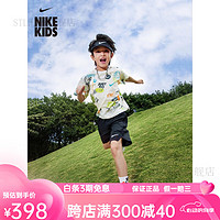 耐克（NIKE）男童WILD幼童梭织短裤透气运动拼接网眼舒适 010黑 L