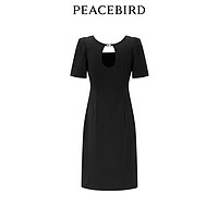 PEACEBIRD 太平鸟 女装2024年夏季新款抽皱针织连衣裙A1FAE2411